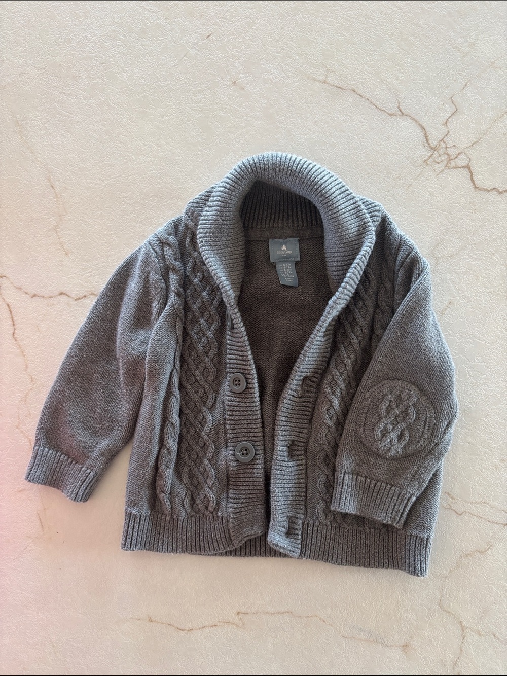 GAP Gray Cable Knit Shawl Collar Cardigan for Kids